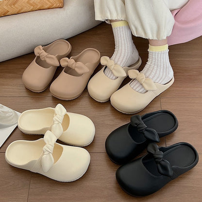 Closed-Toe Slippers Women's Summer Cute Soft Bottom Non-Slip Korean Style Student Fashion All-Match Outdoor Beach round Toe Slippers Women