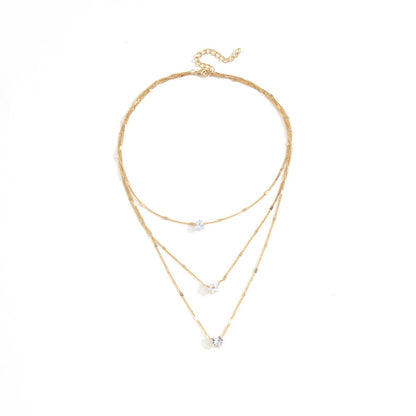 Cross-Border Foreign Trade Hot Selling Product Fashion Simple Multi-Layer Five-Pointed Star Heart Water Drops Pendant Vintage Necklace Clavicle Chain