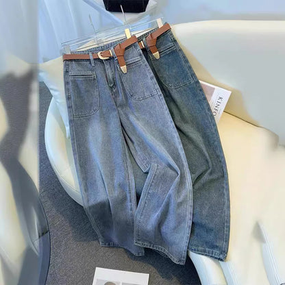 2024 Summer New Korean Style High Waist Denim Trousers for Women Bell-Bottom Pants Popular Korean Style Live Broadcast Hot Selling Stall Wholesale