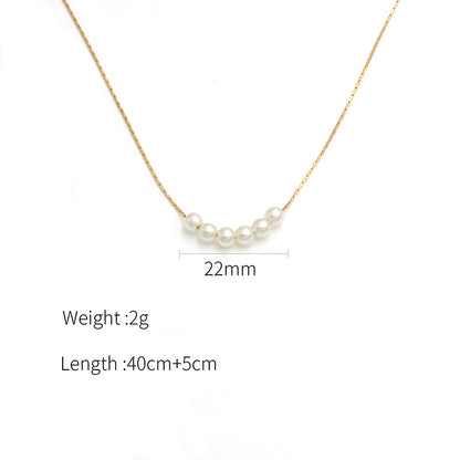 LOVECCR Cross-Border European, American and  Style Simple 18K Titanium Steel Clavicle Chain Non-Fading Pearl Ornament Necklace Female High Sense