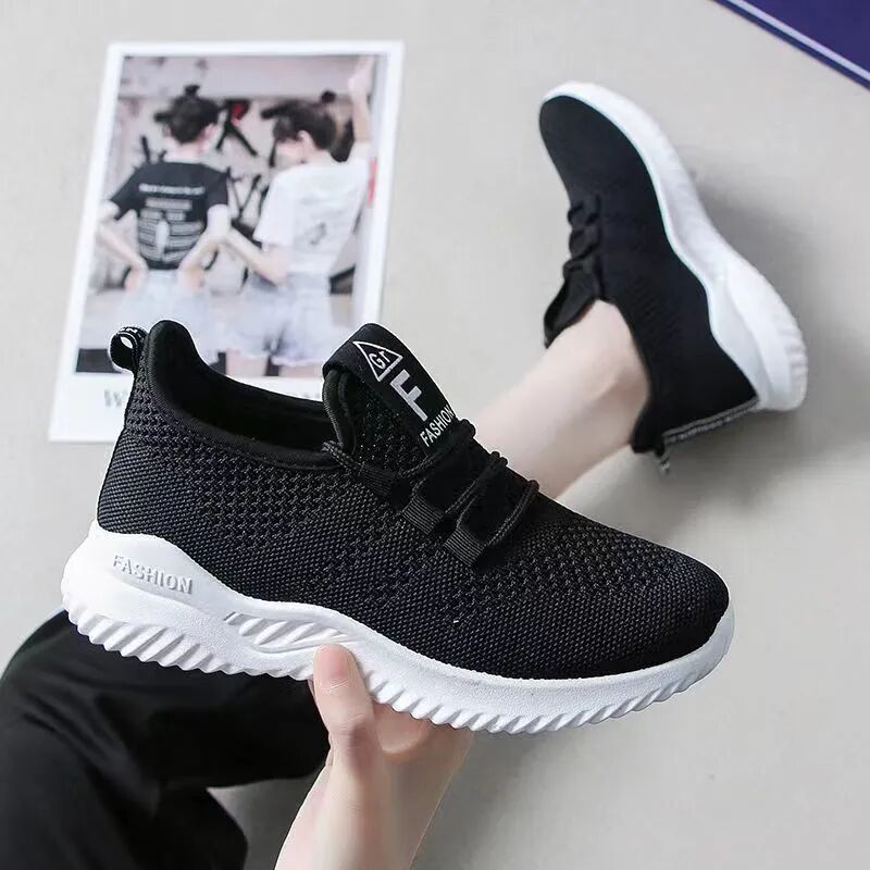 loveccr New Fly Woven Mesh Women's Shoes Casual Running Sports White Shoes Korean Style Trendy Breathable Mesh Shoes