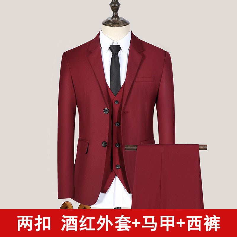 Spring and Summer Youth Slim Fit Suit Suit Men's Suit Men's Suits Three-Piece Wedding Dress Best Man Group Clothes