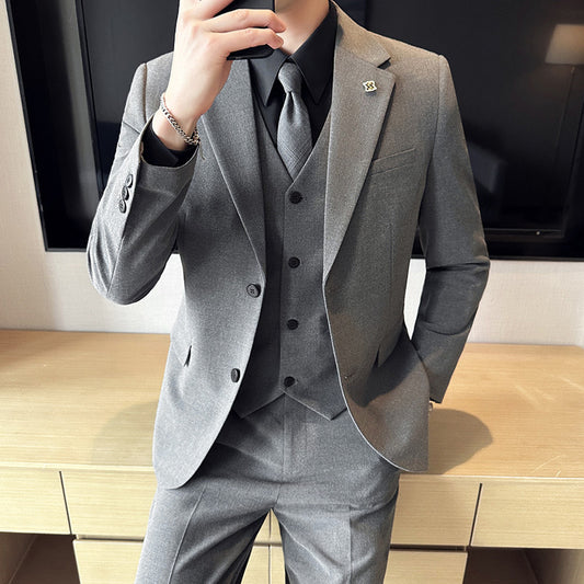 LOVECCR   Lightly Mature Simple Men's Suit Set Men's Business Formal Wear Casual Small Suit Korean Style Slim-Fit Commute Formal Dress Men