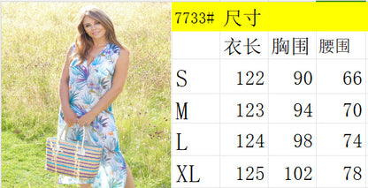 LOVECCR Summer European and American New Ins Hot Selling   Ladies Elegant Sleeveless Printed Dress