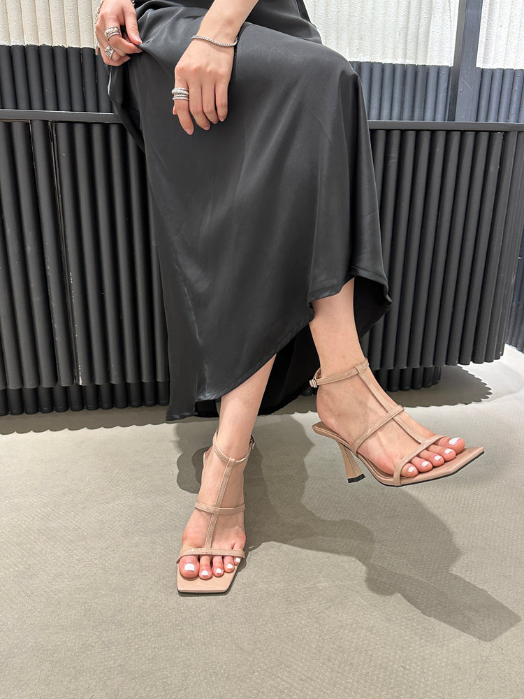 loveccr  South Korea Roman Shoes  Summer New Square Toe Open Toe Stiletto Heel Sexy Fashion Women's Sandals Thin Cross Straps