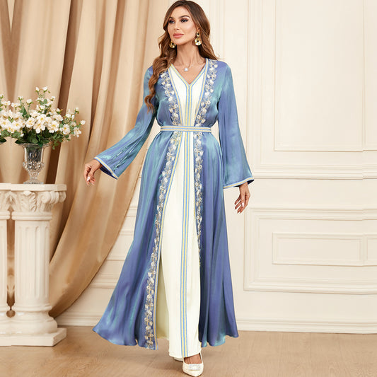 LOVECCR 3454 Middle East Dubai New Evening Dress Suit Cross-Border Foreign Trade Muslim Women's Robe Two-Piece Set Dress