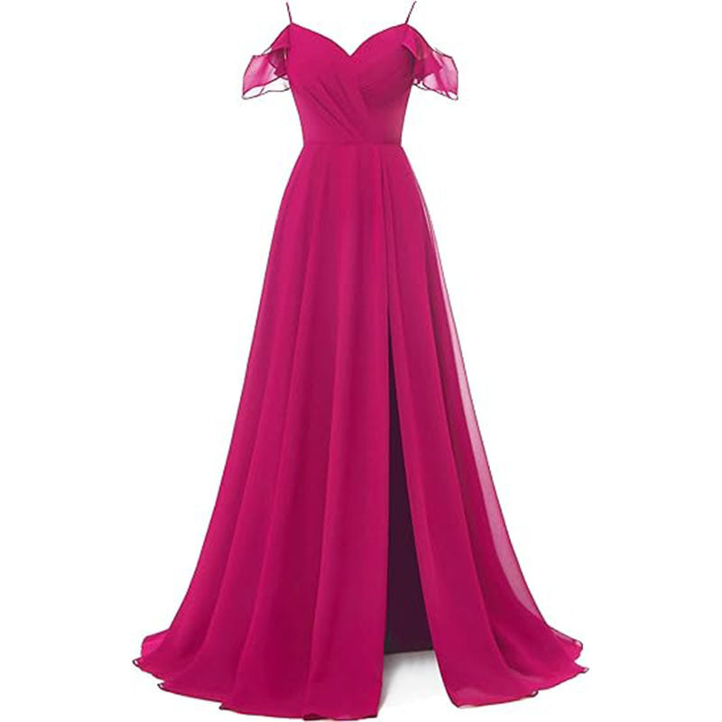 LOVECCR Foreign Trade Evening Dress  New Spaghetti Strap Bridesmaid Dress Long Slit Formal Evening Dress Party Dress