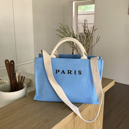 loveccr Cross-Border Supply  New Long Shoulder Strap Straw Bag All-Match Fashion Shoulder Bag Tote Bag Beach Bag Vacation Bag