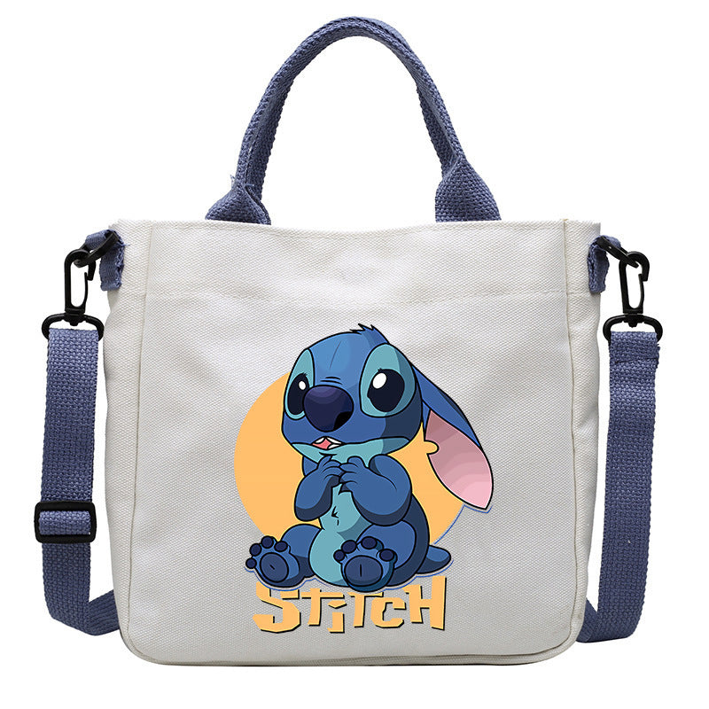 loveccr Anime Peripheral Stitch Canvas Bag Student Shoulder Bag Messenger Bag Detachable Shoulder Strap Handbag Tote Bag