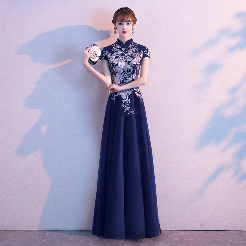 LOVECCR  Chinese Evening Dress Female  New Noble Banquet Host Temperament Long Cheongsam Chorus Performance Skirt Female