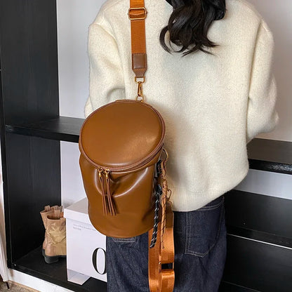 eybag  -  Small PU Leather Bucket Bags for Women 2024 Winter Y2K New Trend Female Fashion Shoulder Bag Personality Handbags