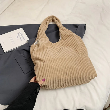 eybag  -  Soft Large Corduroy Handbags for Women 2024 Winter New Y2K Korean Fashion Travel Shoulder Bag Casual Style Tote Bag