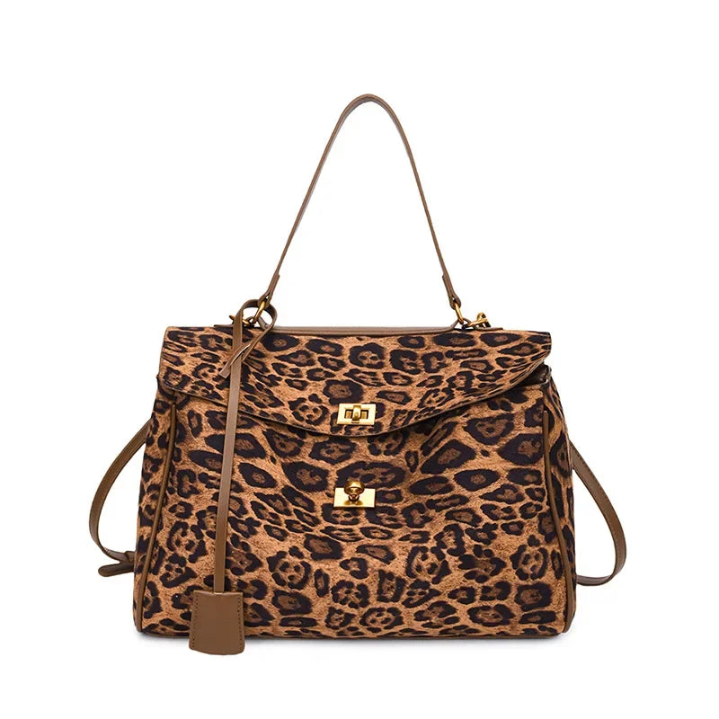 eybag  -  Luxury Designer Lock Velvet Leopard Printed Women's Handbag Retro Crossbody Bag Bucket Tote