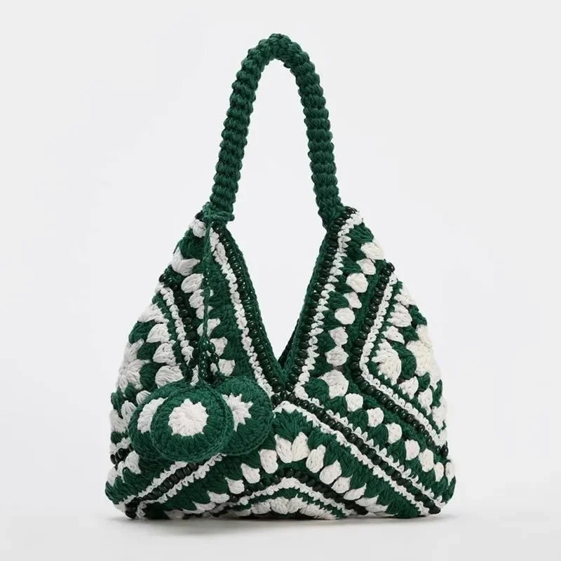 eybag  -  Bohemian Crochet Woven Bags for Women Handmade Knitted Shoulder Bag Summer Travel Designer Handbags Vacation Beach Bags Shopper