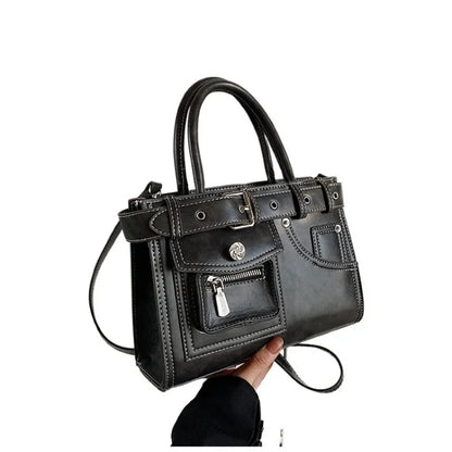 eybag  -  New Solid PU Zipper Retro Niche Design Handbag 2025 High Quality Large Capacity Tote Bag Elegant Textured Sweet Crossbody Bag