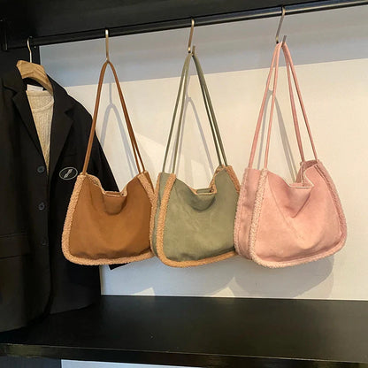 eybag  -  Small Nubuck Leather Underarm Bags Lady Shoulder Bag for Women 2024 Winter New Fashion Y2K Retro Handbags and Purses