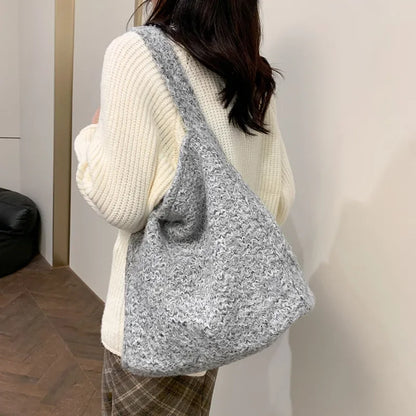 eybag  -  Brand Designer Wool Women's Shoulder Bag Casual Weave Crossbody Bag Bucket  Handbag