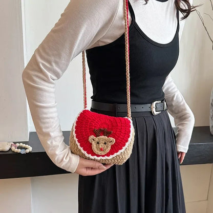 eybag  -  Textile Solid Color Youth Shoulder Bag 2024 Hot Sale Trendy Christmas Crossbody Bag Soft Versatile Commuting Simplicity Handbag