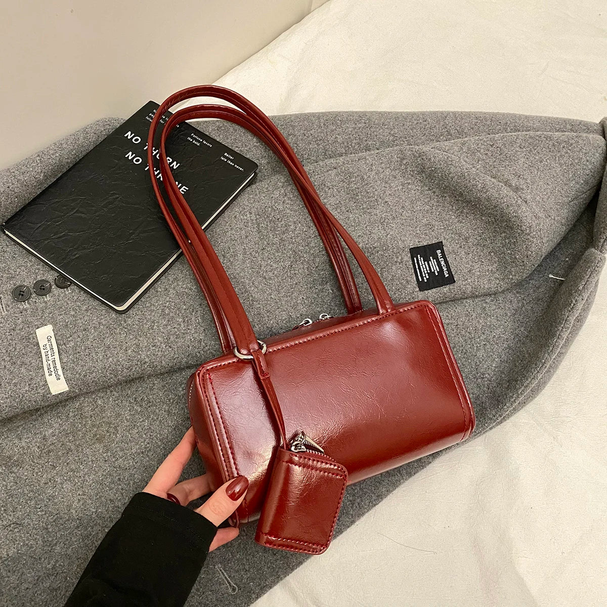 eybag  -  Small PU Leather Simple Underarm Bags for Women 2024 Y2K New Trends Luxury Shoulder Bag Females Handbags and Purses