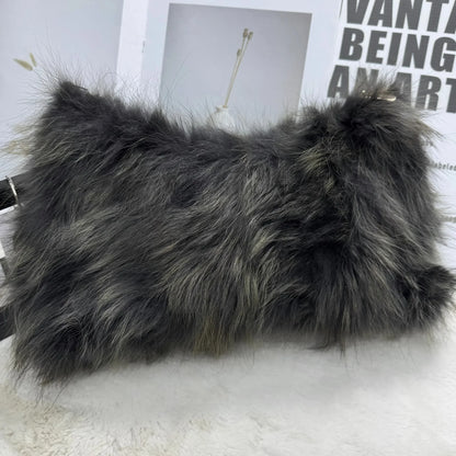 eybag  -  NEW Real Fox Fur Woman Ladies Crossbody Bags Designer Luxury Handbags Women Handbag Shoulder Bag Fuzzy Fluffy Tote Bag