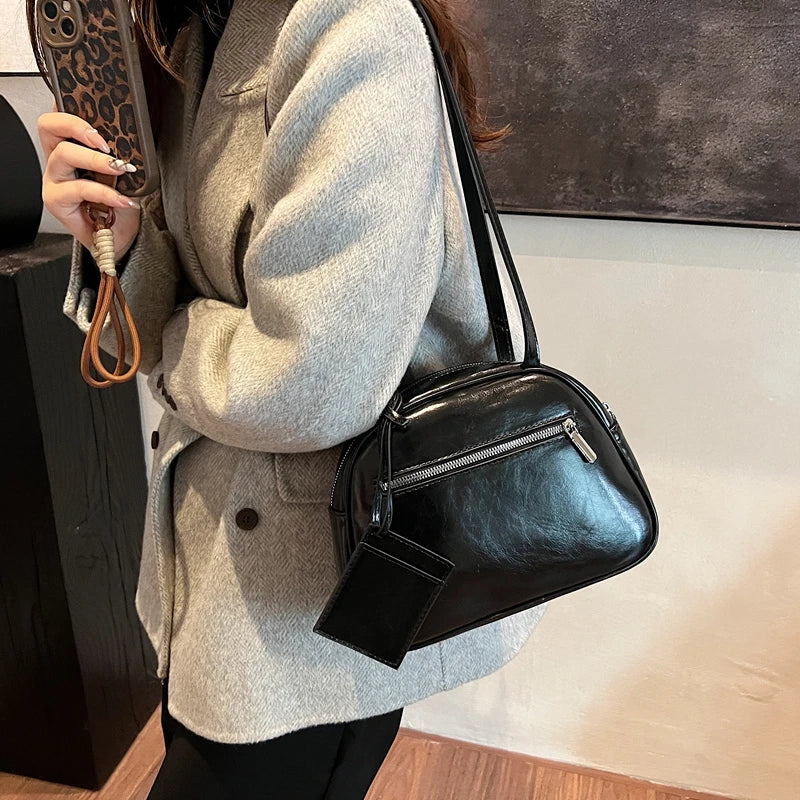 eybag  -  2 Pcs/set PU Leather Underarm Bags for Women 2024 Winter Y2K New Luxury Fashion Shoulder Bag Handbags with Purses