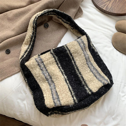 eybag  -  Woolen Tweed Soft Shoulder Bag Women's Large Capacity Magnetic Buckle Handbag Commuter Shopper Armpit Bag Crossbody Bag