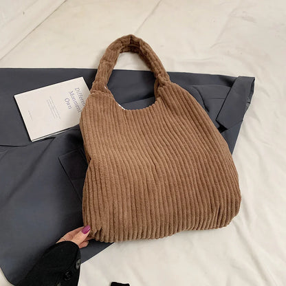 eybag  -  Soft Large Corduroy Handbags for Women 2024 Winter New Y2K Korean Fashion Travel Shoulder Bag Casual Style Tote Bag