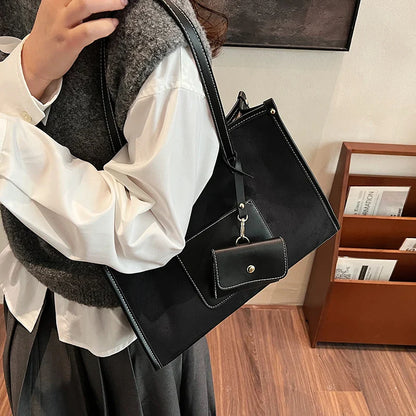 eybag  -  2 Pcs/set Retro PU Leather Shoulder Bag for Women 2024 Winter Trend New Y2K Handbags Females Travel Luxury Tote Bags