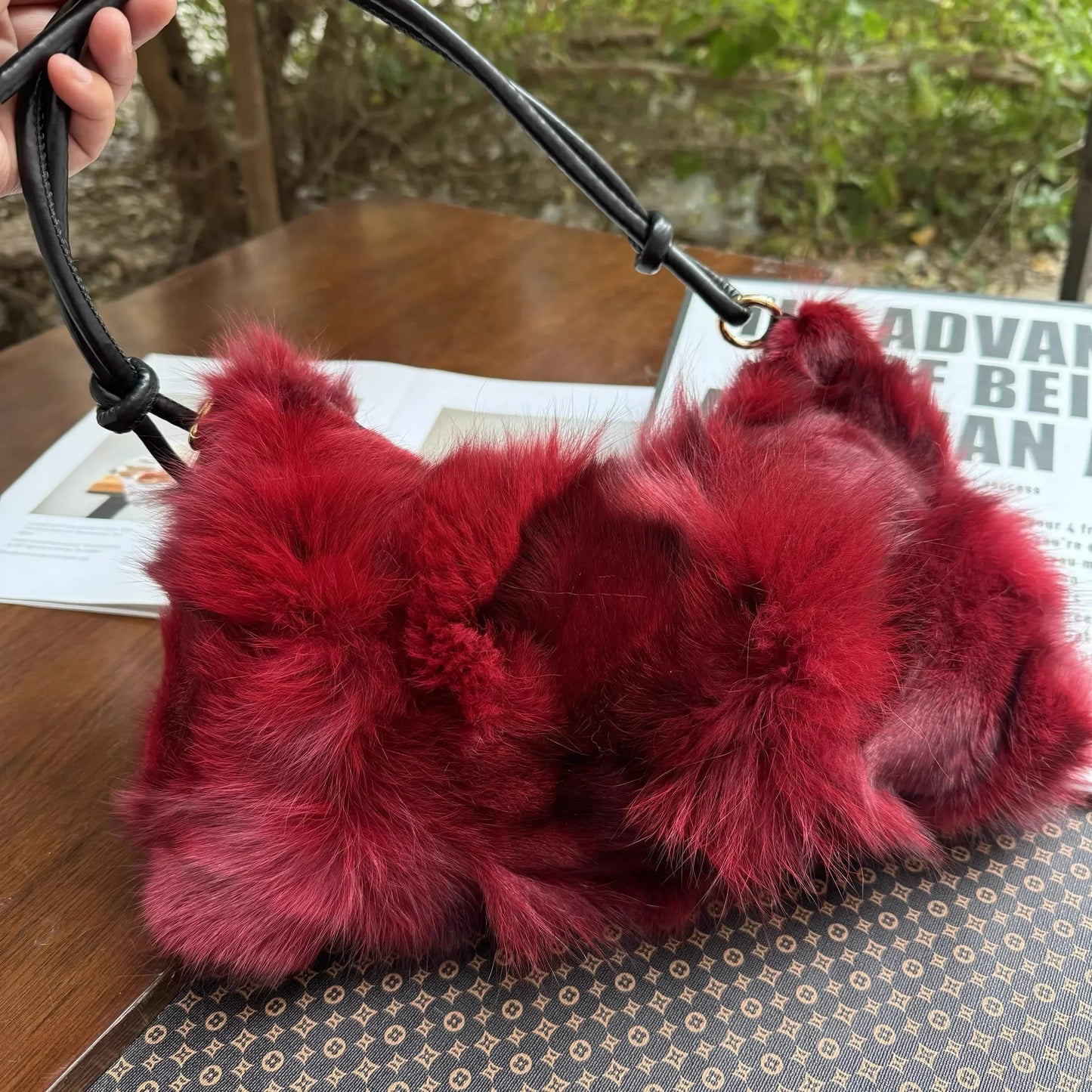 eybag  -  NEW Real Fox Fur Woman Ladies Crossbody Bags Designer Luxury Handbags Women Handbag Shoulder Bag Fuzzy Fluffy Tote Bag