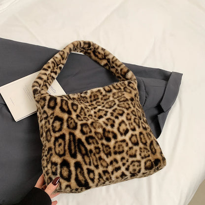 eybag  -  Large Leopard Faux Fur Shoulder Bags for Women 2024 Y2K Winter Fashion Crossbody Bag New Trends Females Luxury Handbags