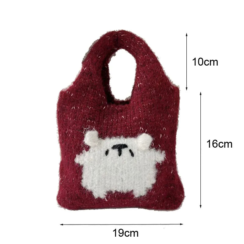 eybag  -  Female Student Casual Tote Cute Knitted Handbag Wrist Bag Autumn Winter Daily Shoulder Bags