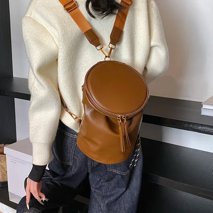 eybag  -  Small PU Leather Bucket Bags for Women 2024 Winter Y2K New Trend Female Fashion Shoulder Bag Personality Handbags