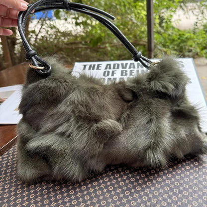 eybag  -  NEW Real Fox Fur Woman Ladies Crossbody Bags Designer Luxury Handbags Women Handbag Shoulder Bag Fuzzy Fluffy Tote Bag