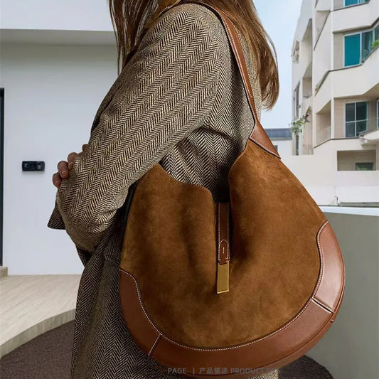 eybag  -  New Suede Vintage Women's Shoulder Bag Luxury Bags 2025 Ladies Large Capacity Tote Youth Fashion Handbag Fancy Sale Lady Trend