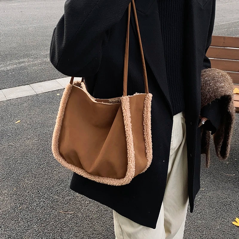 eybag  -  Small Nubuck Leather Underarm Bags Lady Shoulder Bag for Women 2024 Winter New Fashion Y2K Retro Handbags and Purses