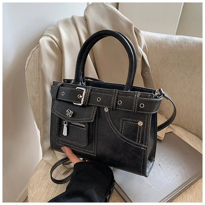 eybag  -  New Solid PU Zipper Retro Niche Design Handbag 2025 High Quality Large Capacity Tote Bag Elegant Textured Sweet Crossbody Bag