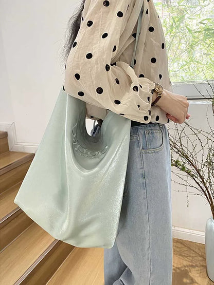 eybag  -  Women's Single Shoulder Bag Letter Embroidery Satin Large Capacity Tote Bags Leisure Commuter Handbag Lightweight