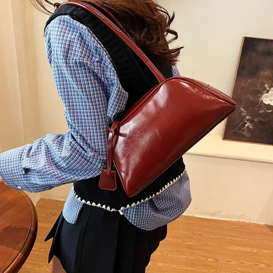 eybag  -  Silver PU Leather Underarm Bags for Women 2024 Winter Y2K New Trends Luxury Fashion Shoulder Bag Handbags and Purses