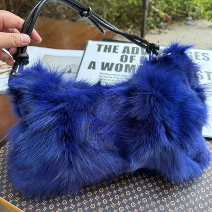 eybag  -  NEW Real Fox Fur Woman Ladies Crossbody Bags Designer Luxury Handbags Women Handbag Shoulder Bag Fuzzy Fluffy Tote Bag