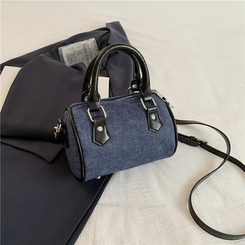 eybag  -  Luxury Designer Beading PU and Denim Patchwork Women's Handbag Casual  Crossbody Bag Pillow Tote