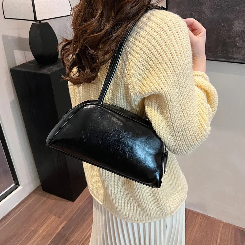 eybag  -  Silver PU Leather Underarm Bags for Women 2024 Winter Y2K New Trends Luxury Fashion Shoulder Bag Handbags and Purses