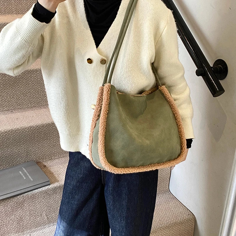 eybag  -  Small Nubuck Leather Underarm Bags Lady Shoulder Bag for Women 2024 Winter New Fashion Y2K Retro Handbags and Purses