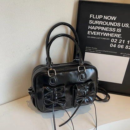 eybag  -  Small Bow Design PU Leather Simple Crossbody Bags for Women 2024 Y2K New Trends Luxury Shoulder Bag Females Handbags