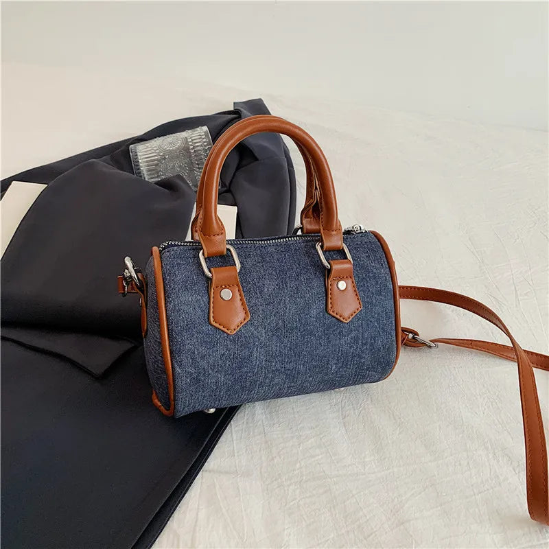 eybag  -  Luxury Designer Beading PU and Denim Patchwork Women's Handbag Casual  Crossbody Bag Pillow Tote