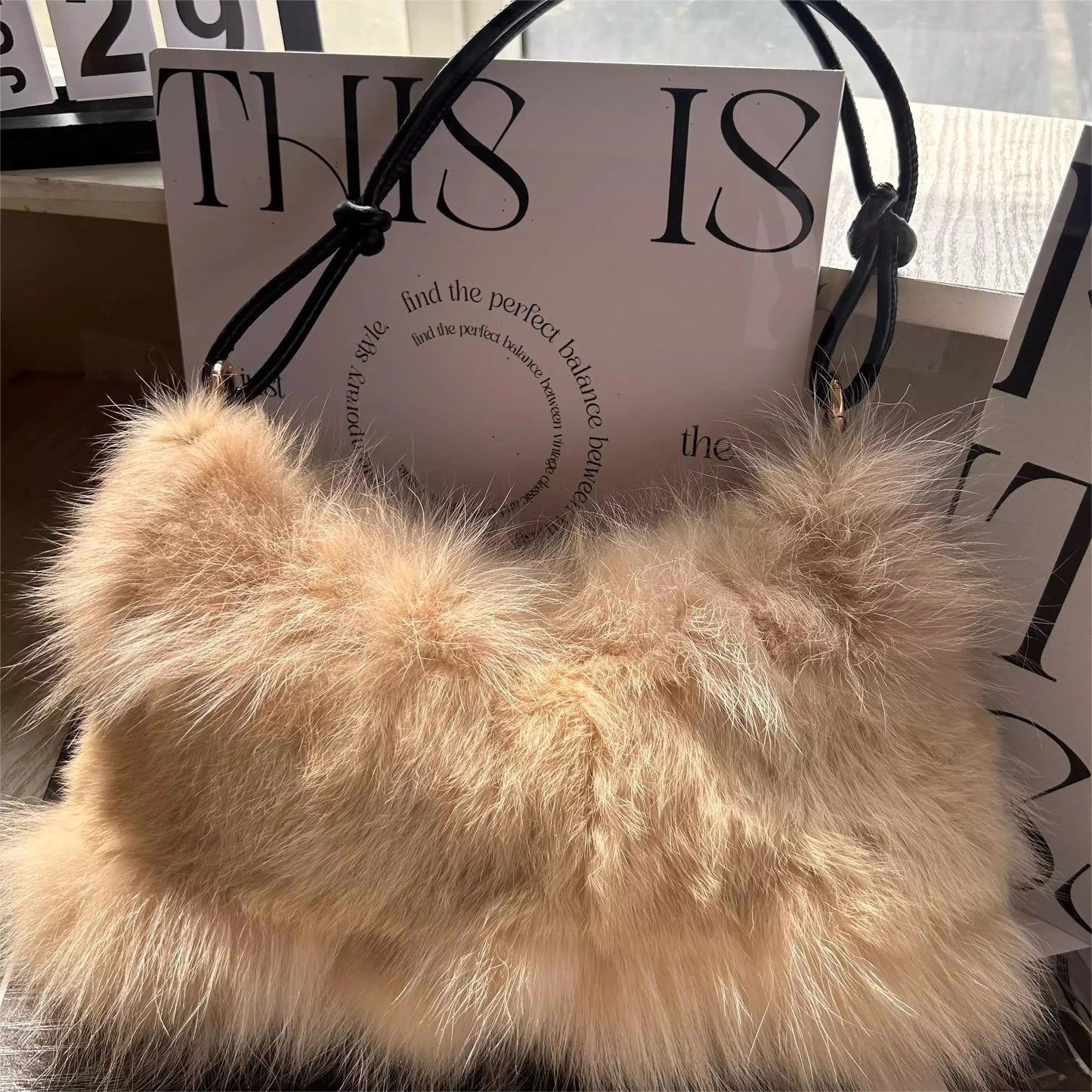 eybag  -  NEW Real Fox Fur Woman Ladies Crossbody Bags Designer Luxury Handbags Women Handbag Shoulder Bag Fuzzy Fluffy Tote Bag