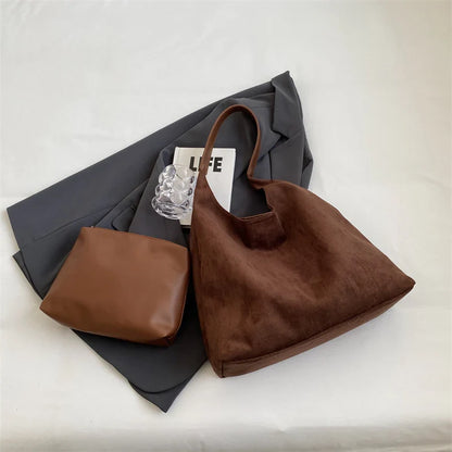 eybag  -  2 Pcs/set Retro PU Leather Shoulder Bag for Women 2024 Winter Trend New Y2K Handbags Females Travel Luxury Hobo Bags