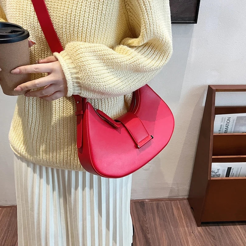 eybag  -  Small PU Leather Saddle Bags Lady Crossbody Bags Underarm Shoulder Bag for Women 2024 Winter New Vintage Y2K Handbags