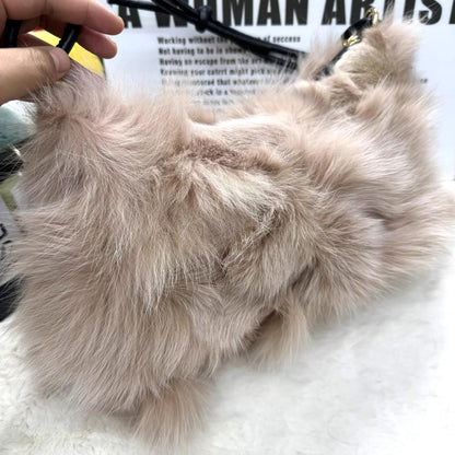 eybag  -  NEW Real Fox Fur Woman Ladies Crossbody Bags Designer Luxury Handbags Women Handbag Shoulder Bag Fuzzy Fluffy Tote Bag