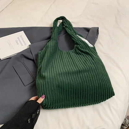 eybag  -  Soft Large Corduroy Handbags for Women 2024 Winter New Y2K Korean Fashion Travel Shoulder Bag Casual Style Tote Bag