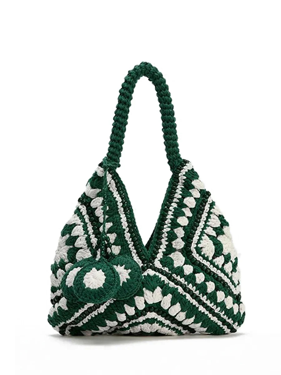 eybag  -  Bohemian Crochet Woven Bags for Women Handmade Knitted Shoulder Bag Summer Travel Designer Handbags Vacation Beach Bags Shopper